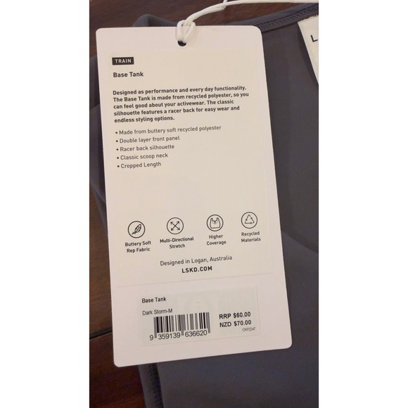 LSKD Base Tank Dark Storm Grey Cropped Racerback Performance Women Medium NEW - Picture 3 of 16